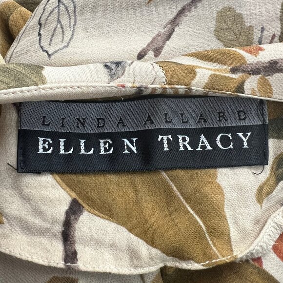 Vintage 100% Silk Novelty Print Floral Foliage Shirt Mini Midi Dress Long Sleeve - Picture 4 of 7